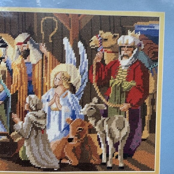 Christmas Nativity Scene 18x10 Needlepoint Kit Nancy Rossi NEW sealed Bucilla - Picture 5 of 8